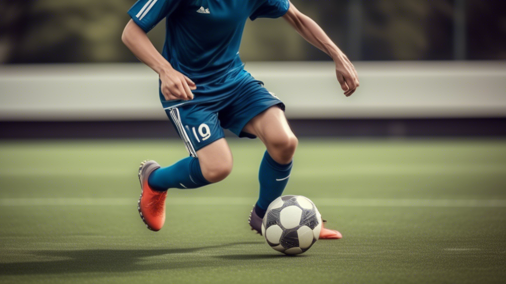 A photograph of a soccer player demonstrating a basic and effective soccer technique, such as dribbling, passing, or shooting. The image should capture the